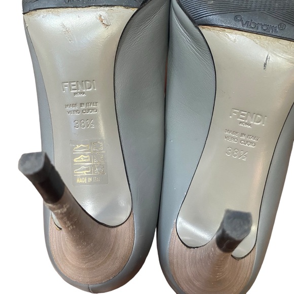 Fendi Gray Leather Stiletto Closed Toe Pumps Heels size 8 - Picture 9 of 12